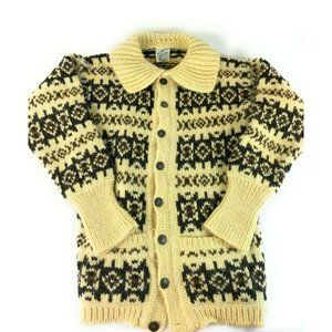 VTG Rare Stobi Scandinavian Sweater Fair Isle Cardigan Sz L Nordic Stobi Wool